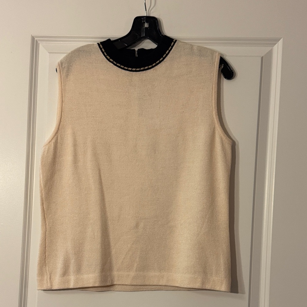 St. John Cream Top with Black Trim